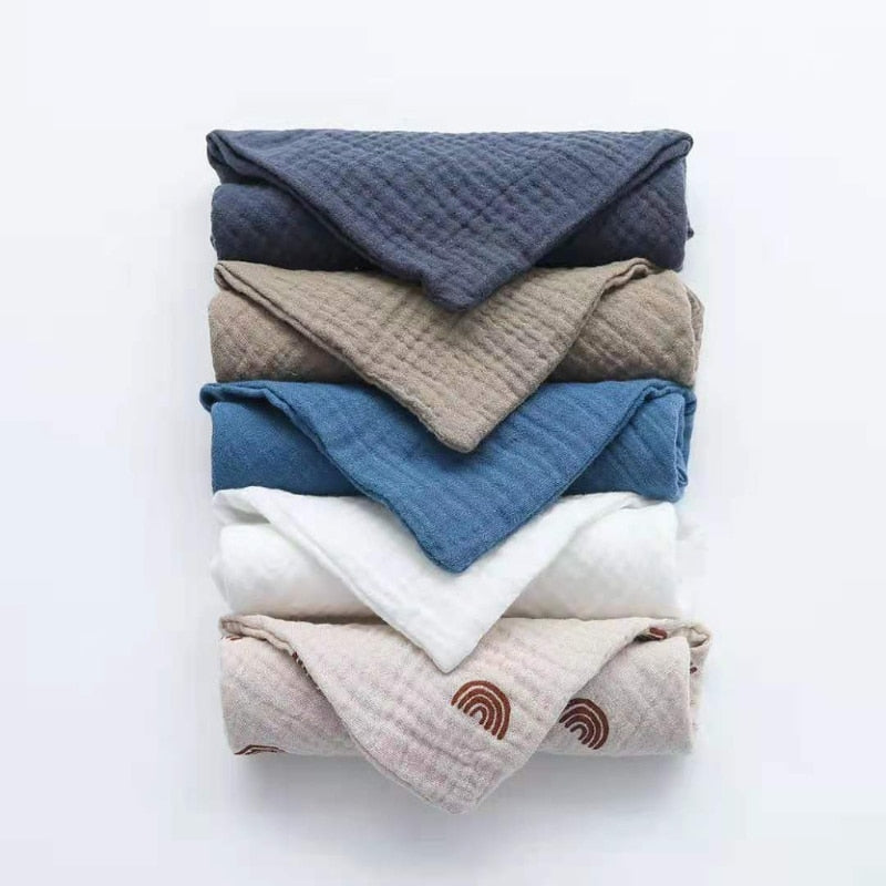 5 Pcs Baby Cotton Square Towel Infant Hand Face Washcloth Handkerchief Muslin Cloth Feeding Bib Burp Cloth Saliva Towel for P31B