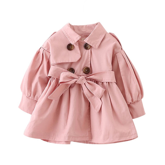 Fashion Baby Coat with Belt Autumn Spring Baby Girl Clothes