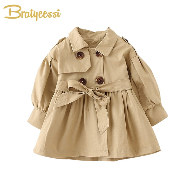 Fashion Baby Coat with Belt Autumn Spring Baby Girl Clothes