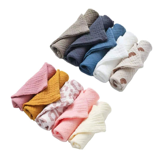 5 Pcs Baby Cotton Square Towel Infant Hand Face Washcloth Handkerchief Muslin Cloth Feeding Bib Burp Cloth Saliva Towel for P31B