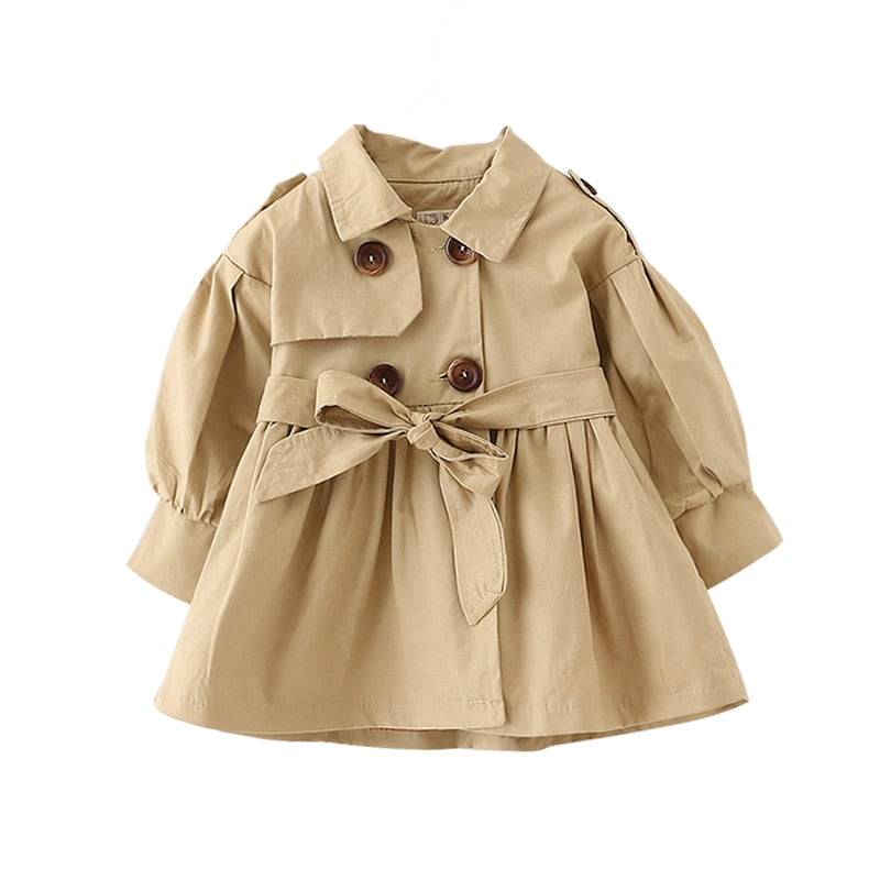 Fashion Baby Coat with Belt Autumn Spring Baby Girl Clothes