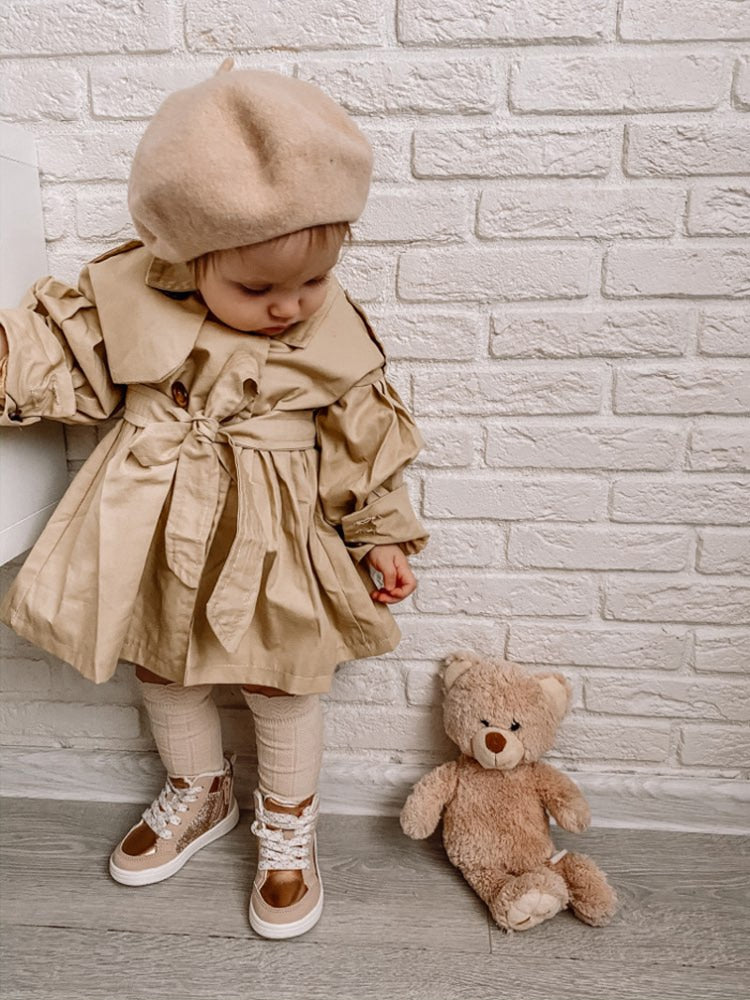 Fashion Baby Coat with Belt Autumn Spring Baby Girl Clothes