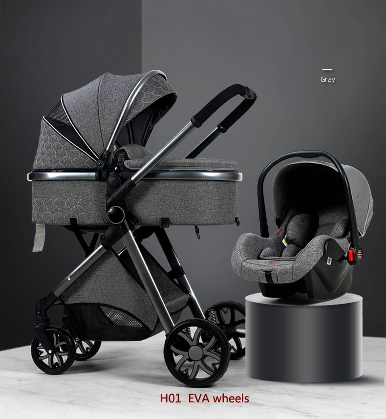 3 in 1 baby stroller Luxury High Landscape baby pram portable baby pushchair 
kinderwagen Baby Bassinet Foldable  baby car